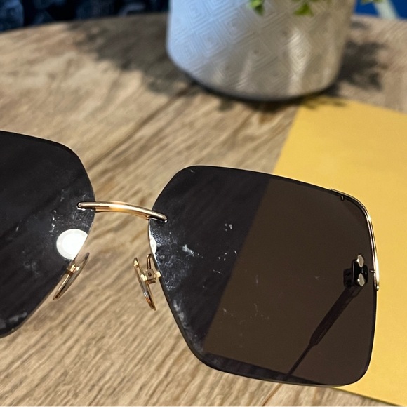 Isabel Marant IM0081/S Smoke Gold Rimless Metal Square 65mm Sunglasses - Picture 7 of 9